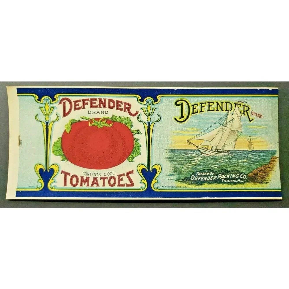 Vintage Defender Tomatoes, Defender Packing Co‎ 1940s Can Label Z2
